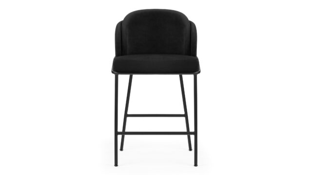 The Aben – Black Velvet with Black Legs, Counter Stool
