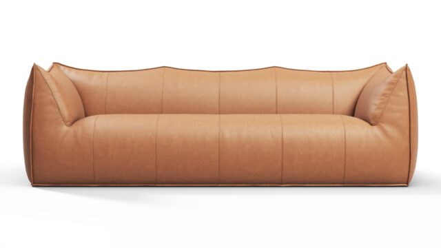 The Bambole – Chestnut Vegan Leather, Three Seater Sofa