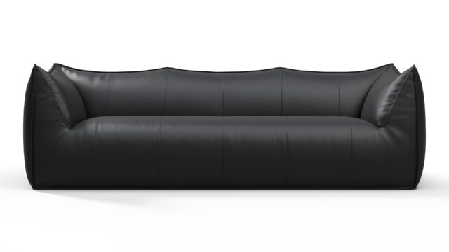 The Bambole – Vintage Black Vegan Leather, Three Seater Sofa