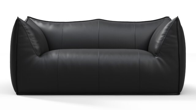 The Bambole – Vintage Black Vegan Leather, Two Seater Sofa