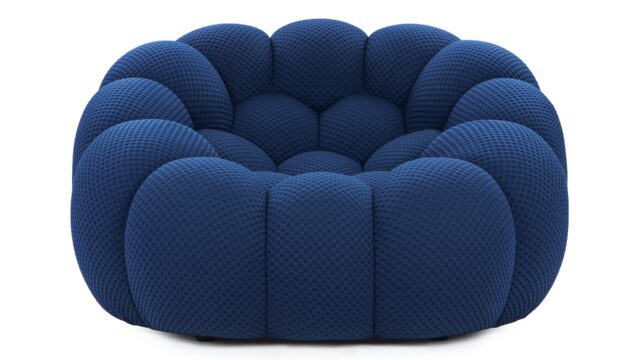 The Bubble – Navy Waffled Jersey, Lounge Chair