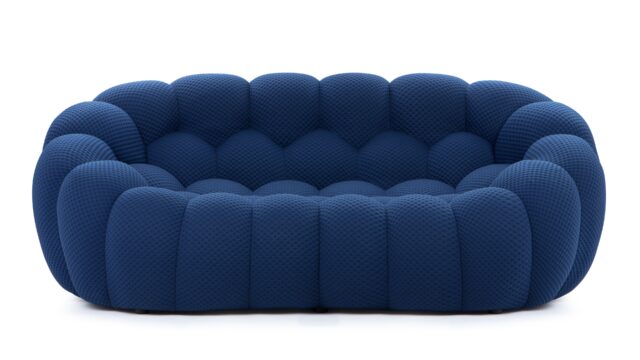 The Bubble – Navy Waffled Jersey, Two Seater Sofa