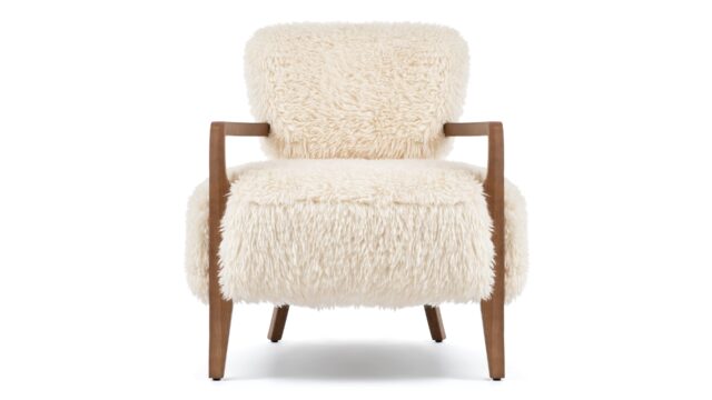 The Cabana – White Long Hair Sherpa, Lounge Chair