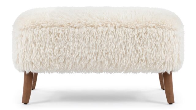 The Cabana – White Long Hair Sherpa, Ottoman
