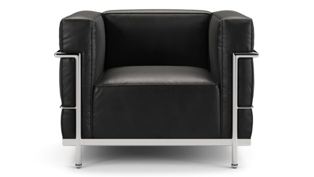 The Corbusier – Midnight Black Premium Leather, Lounge Chair