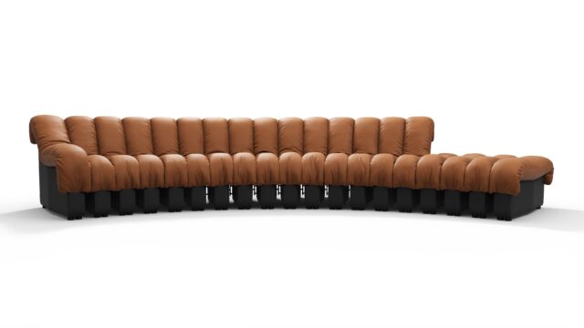 The DS 600 – Vintage Tan and Black Vegan Leather, Sectional Sofa