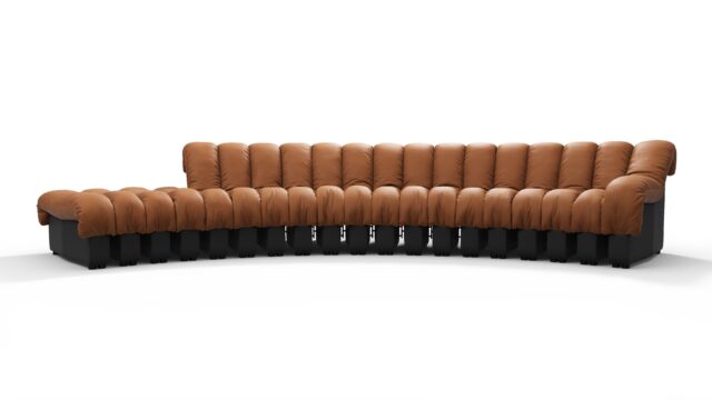 The DS 600 – Vintage Tan and Black Vegan Leather, Sectional Sofa