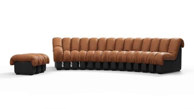 The DS 600 – Vintage Tan and Black Vegan Leather, Sectional Sofa