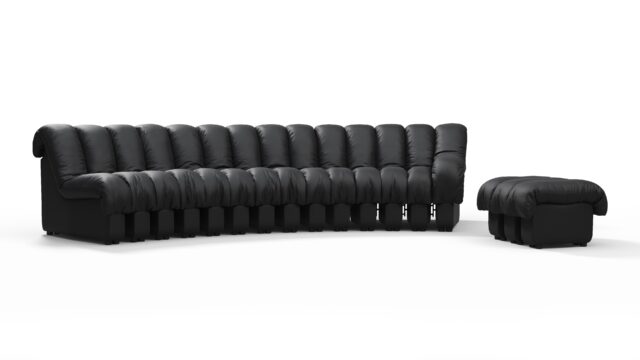 The DS 600 – Black Vegan Leather, Sectional Sofa