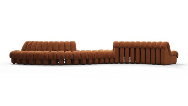 The DS 600 – Burnt Orange Vegan Suede, Double Sided Curved Sectional