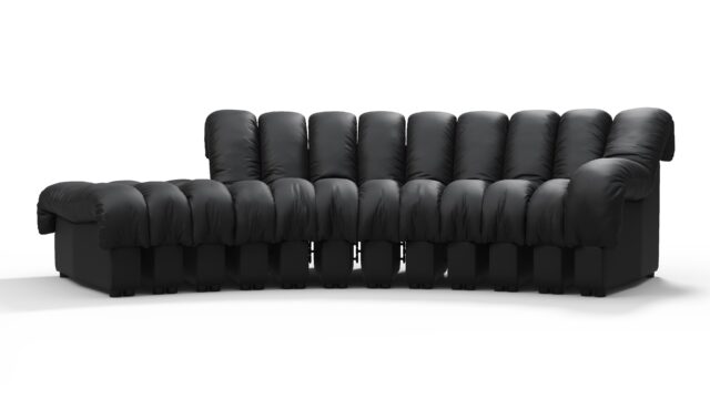The DS 600 – Black Vegan Leather, Small Open End Sofa, Left