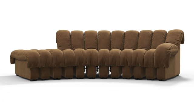 The DS 600 – Brown Vegan Suede, Small Open End Sofa (Left)