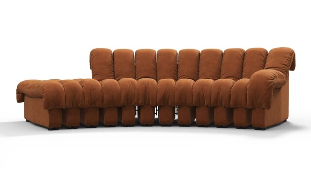 The DS 600 – Burnt Orange Vegan Suede, Small Open End Sofa (Left)