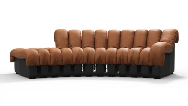 The DS 600 – Vintage Tan and Black Vegan Leather, Small Open End Sofa (Left)