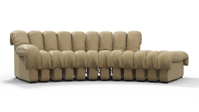 The DS 600 – Beige Vegan Leather, Small Open End Sofa (Right)