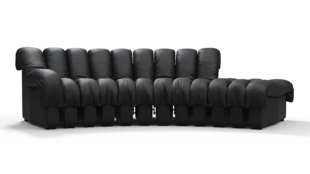 The DS 600 – Black Vegan Leather, Small Open End Sofa, Right