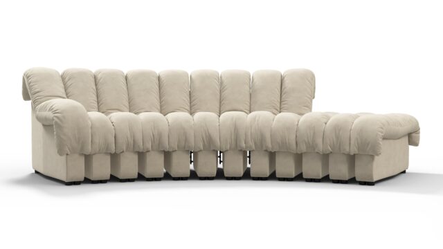 The DS 600 – Eggshell Vegan Suede, Small Open End Sofa (Right)