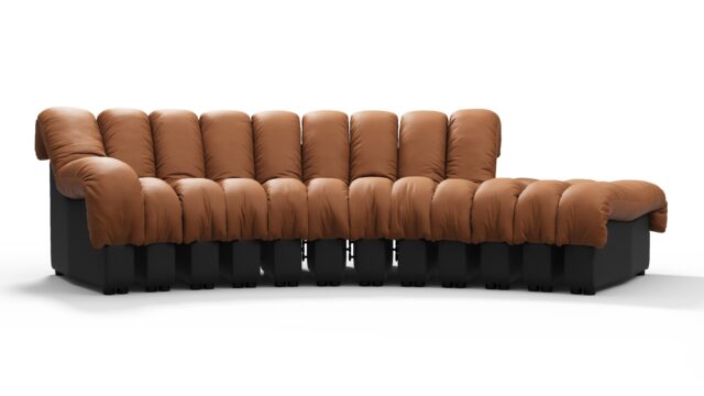 The DS 600 – Vintage Tan and Black Vegan Leather, Small Open End Sofa (Right)