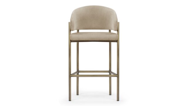 The Esme – Latte Vegan Suede and Brushed Brass, Counter Stool