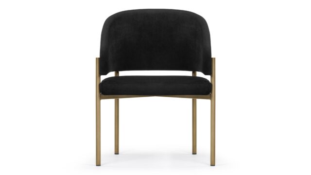 The Esme – Black Plush Velvet and Brushed Brass, Dining Chair
