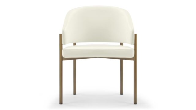 The Esme – Eggshell Vegan Leather and Brushed Brass, Dining Chair