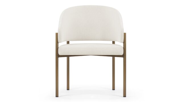 The Esme – Oatmeal Brushed Weave and Brushed Brass, Dining Chair
