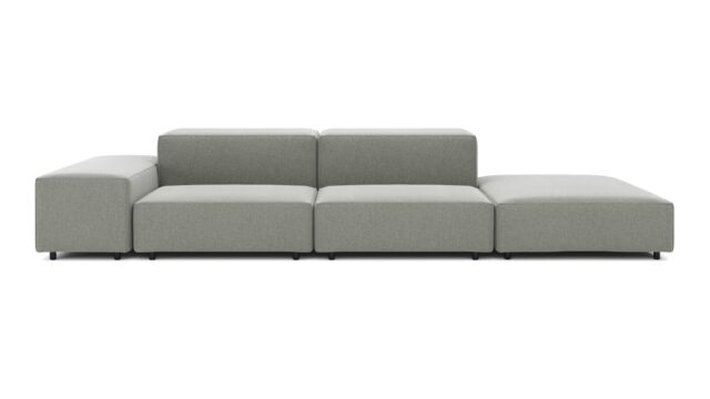 The Extrasoft – Soft Gray Brushed Weave, Open End Sofa (Right)