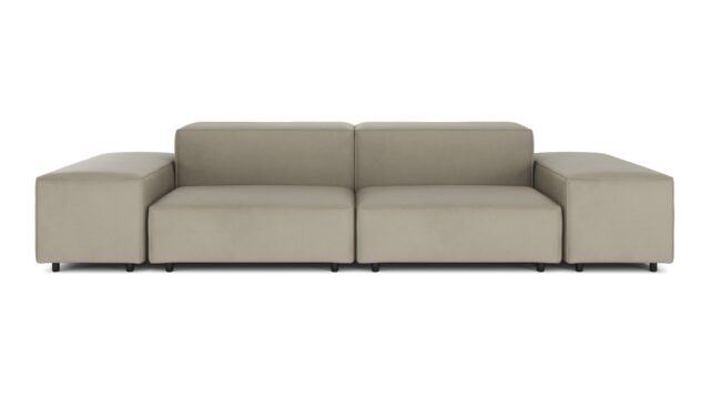 The Extrasoft – Beige Gray Vegan Leather, Two Seater Sofa