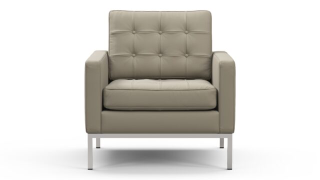 The Florence – Beige Gray Vegan Leather, Lounge Chair