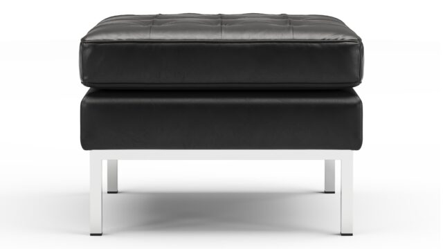 The Florence – Midnight Black Premium Leather, Ottoman