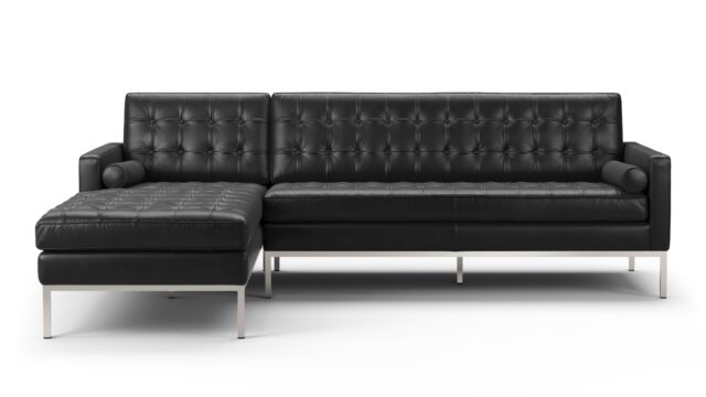 The Florence – Midnight Black Premium Leather, Three Seater Sofa