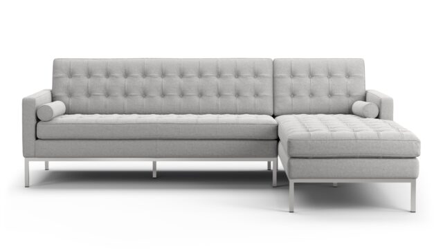 The Florence – Light Gray Wool, Three Seater Sofa