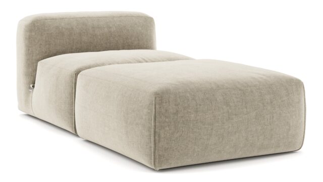 The Le Mura – Beige Gray Chenille, Chaise Lounge