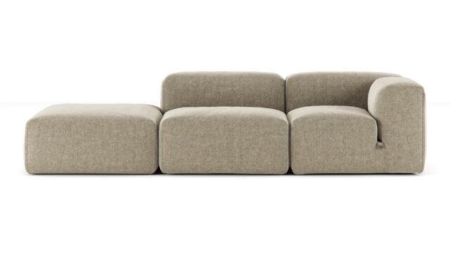 The Le Mura – Beige Gray Chenille, Open End Sofa (Left)