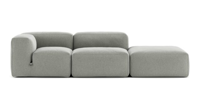 The Le Mura – Soft Gray Brushed Weave, Open End Sofa (Right)