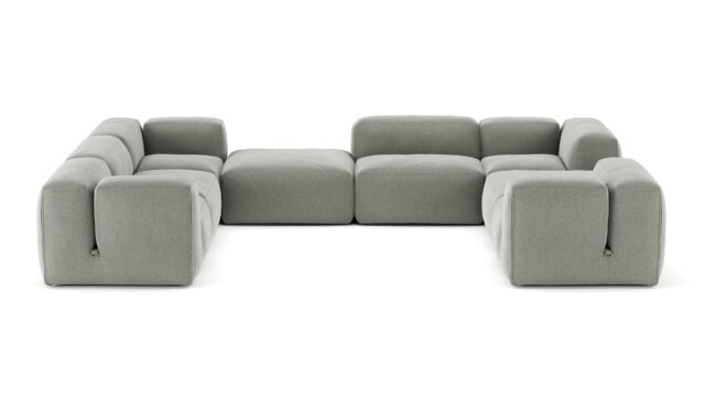The Le Mura – Soft Gray Brushed Weave, Eight Seater (Left)