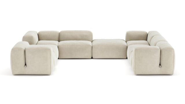 The Le Mura – Eggshell Vegan Suede, Eight Seater (Right)