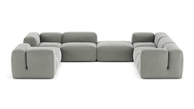 The Le Mura – Soft Gray Brushed Weave, Eight Seater (Right)