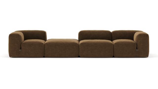 The Le Mura – Brown Vegan Suede, Four Seater (Left)