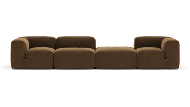 The Le Mura – Brown Vegan Suede, Four Seater (Right)