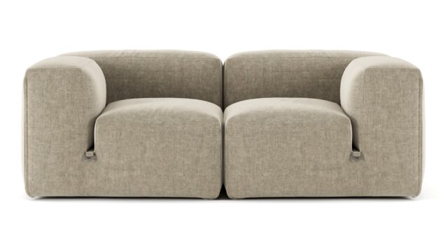 The Le Mura – Beige Gray Chenille, Two Seater Sofa