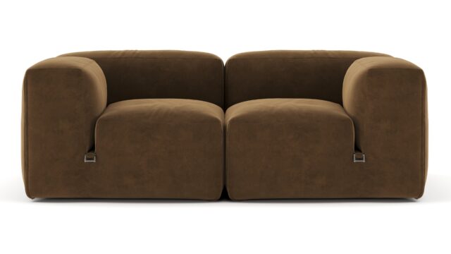 The Le Mura – Brown Vegan Suede, Two Seater Sofa