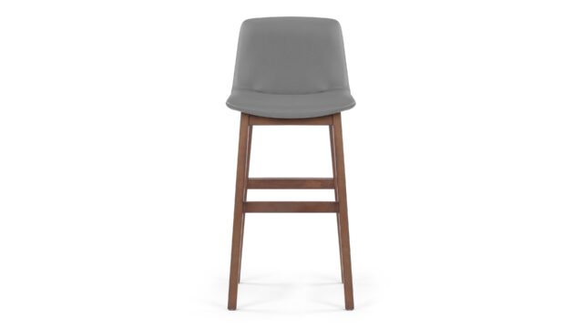 The LeBlanc – Glacier Gray Vegan Leather and Walnut, Bar Stool