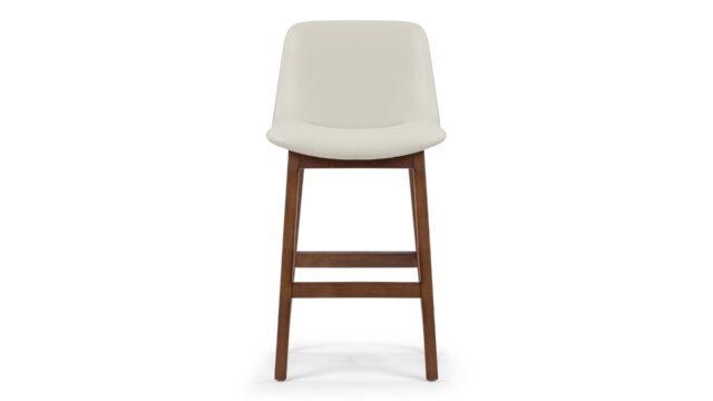 The LeBlanc – Taupe Vegan Leather and Walnut, Counter Stool