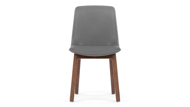The LeBlanc – Glacier Gray Vegan Leather and Walnut, Side Chair