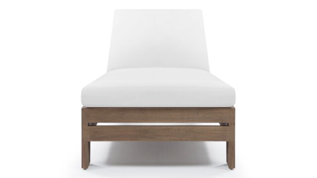 The Lusso – Weathered Teak with White Cushions, Lounger