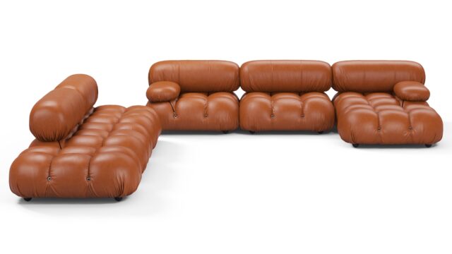 The Bellini – Tan Premium Leather, Sectional (Large Left Corner)