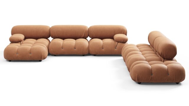 The Bellini – Tan Vegan Leather, Sectional (Large Right Corner)