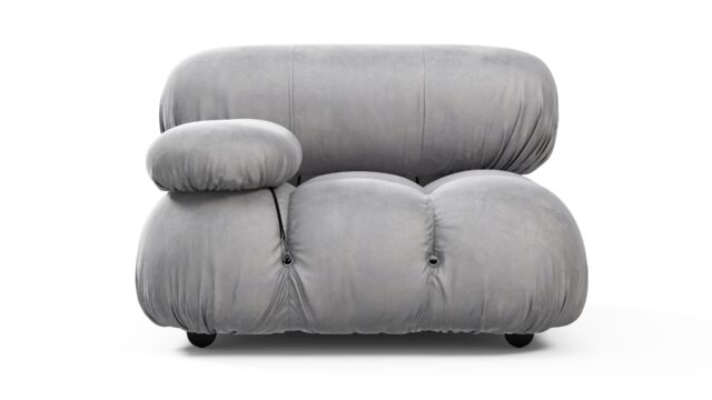 The Bellini – Light Gray Velvet, Left Arm