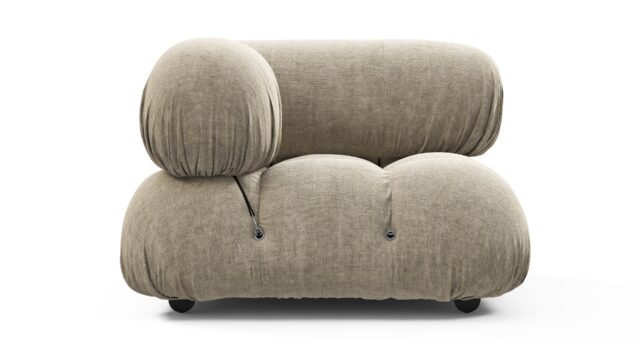 The Bellini – Beige Gray Chenille, Left Corner